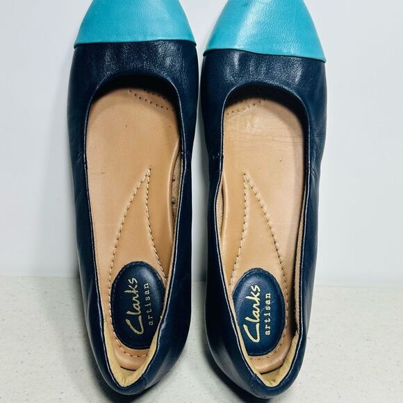 Clarks Shoes Womens Size 7M Alitay Susan Slip On Ballet Flats Colorblock Blue - Picture 6 of 8